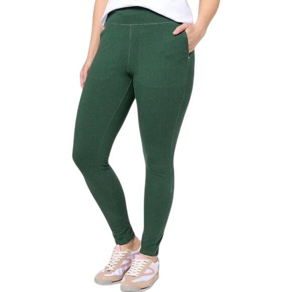 Sport Savvy Comfort Waistband Legging with Pockets Size 3X Green Sporty Active